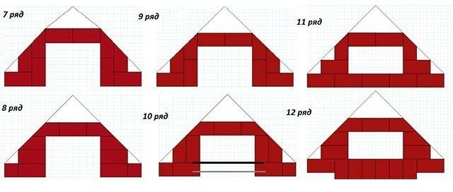 Порядовка углового камина 7-12 ряды