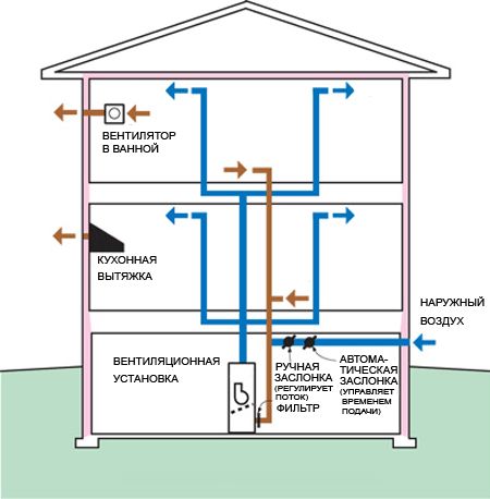 Вентиляция в частном доме с выходом на чердак своими руками чертежи и схемы