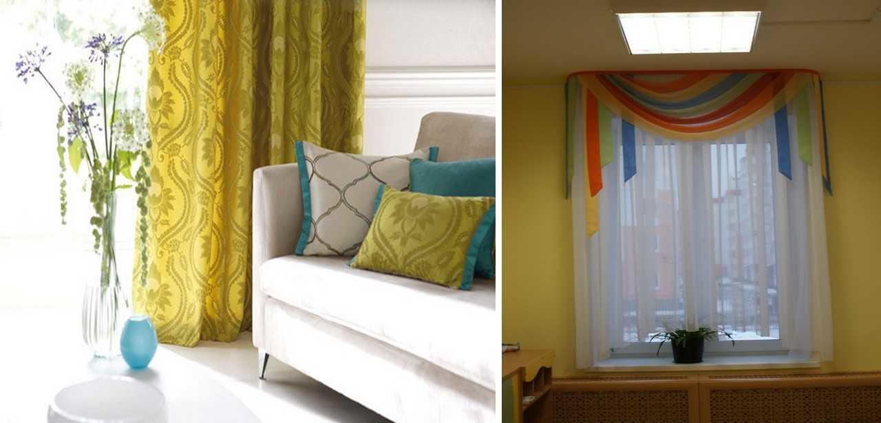 Чтобы сделать интерьер более оригинальным, лучше приобрести яркие, разноцветные шторы: подобный интерьер будет настраивать жителей квартиры на положительный настрой