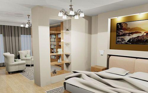 При небольших размерах комнаты можно сделать красивую и уникальную смежную гостиную со спальней