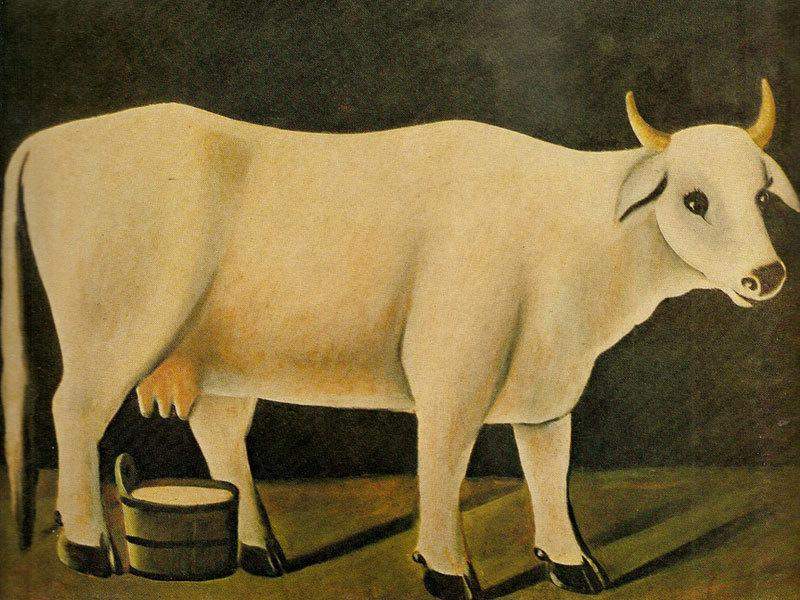 Картина Н. Пиросмани «Белая корова на черном фоне».