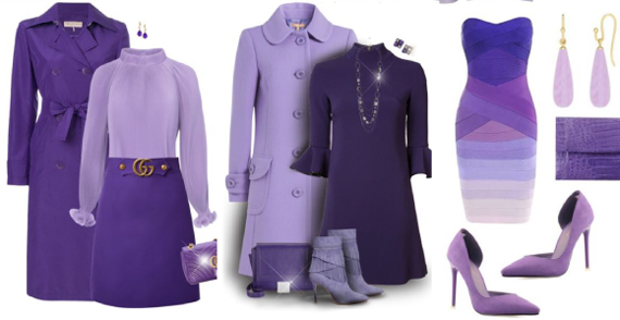 Сиреневый и фиолетовый сочетание в одежде