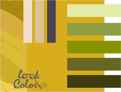сочетание желтого роял и ярко-желтого с  холодным зеленым