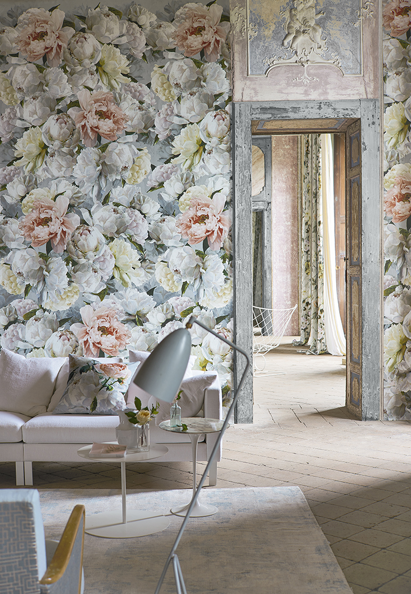 Обои Peonia Grande Zinc, коллекция Foscari, Designers Guild