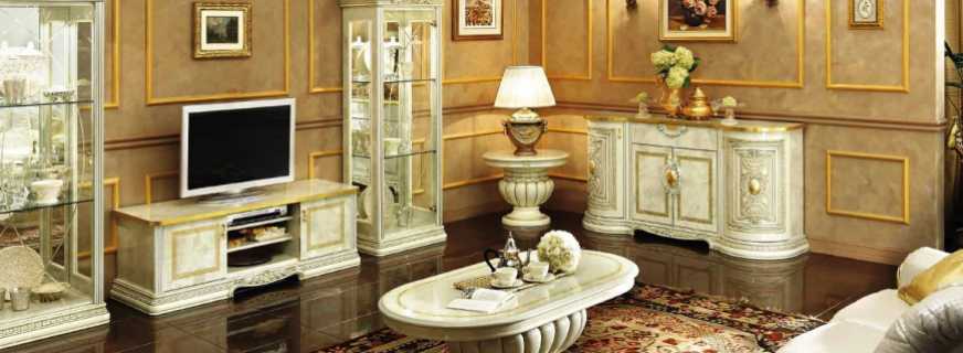 Особенности выбора мебели в гостиную реализованную в классическом стиле