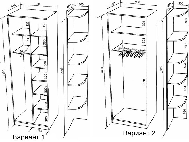 Варианты шкафов