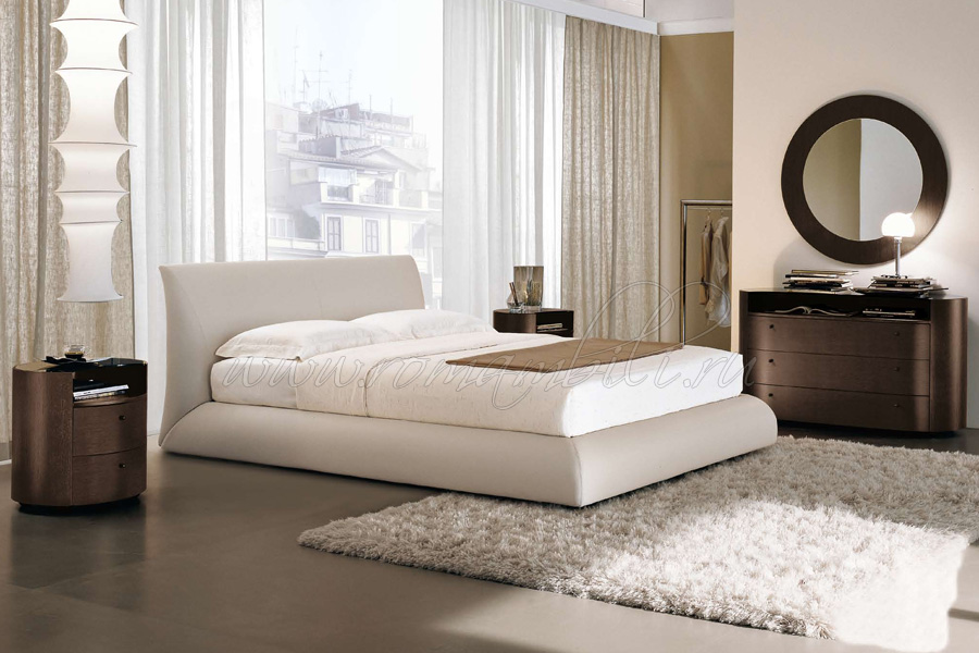 Кровать белая в стиле минимализм