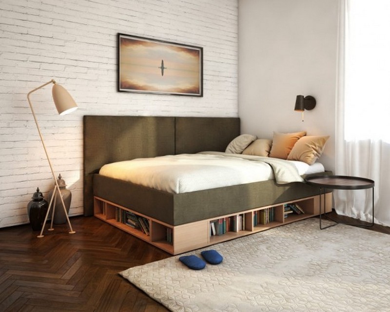 Интерьер кровать на подиуме