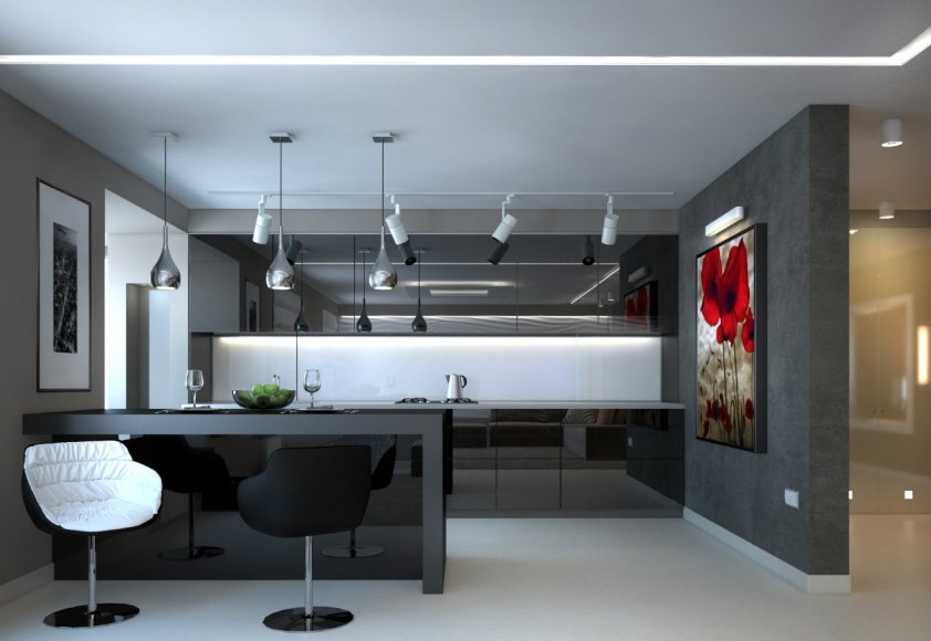 минималистический потолок кухни