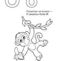 Раскраска на букву О - обезьяна