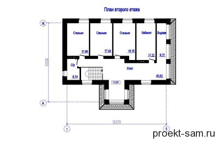 план 2 этажа двухэтажного кирпичного дома с гаражом
