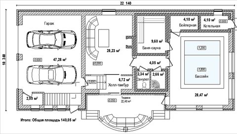 план дом гараж баня