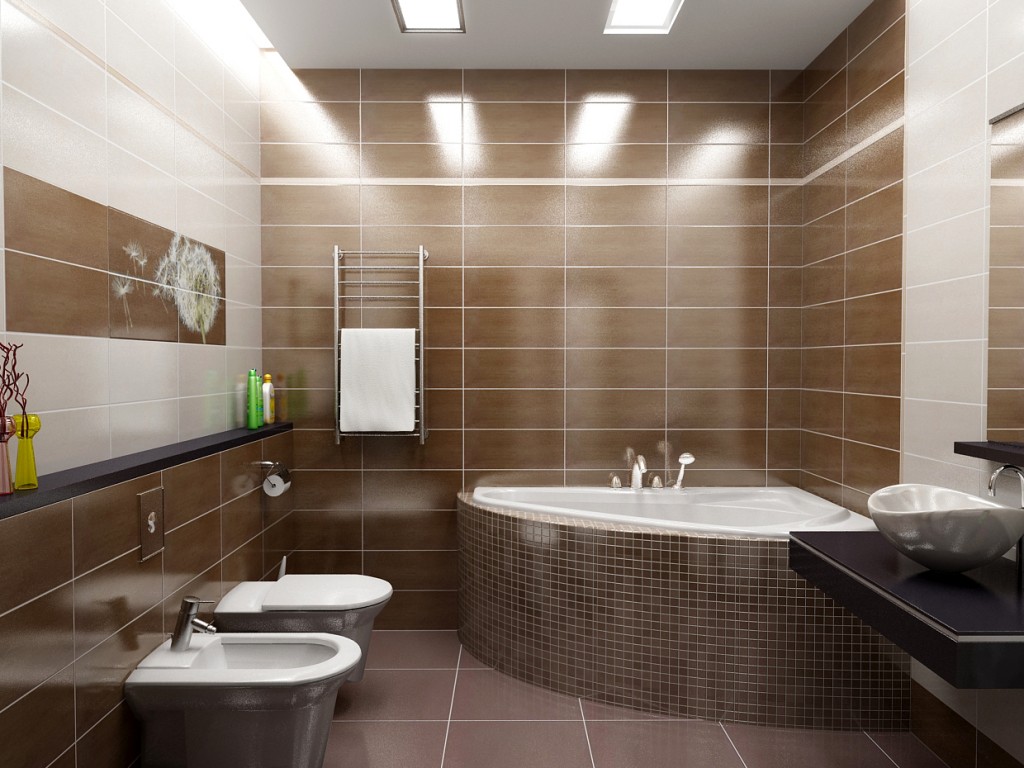 Яркие потолочные лампы в ванной
