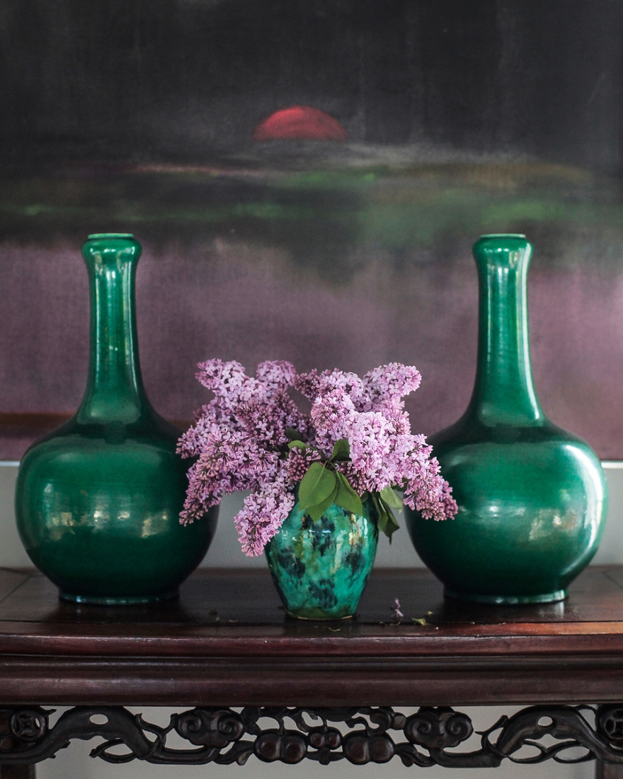 Яркие зеленые вазы