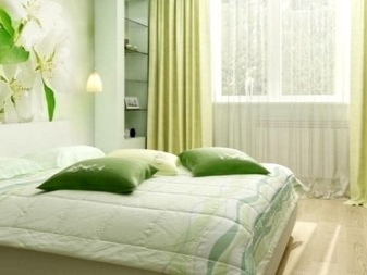 Зеленые обои в спальне