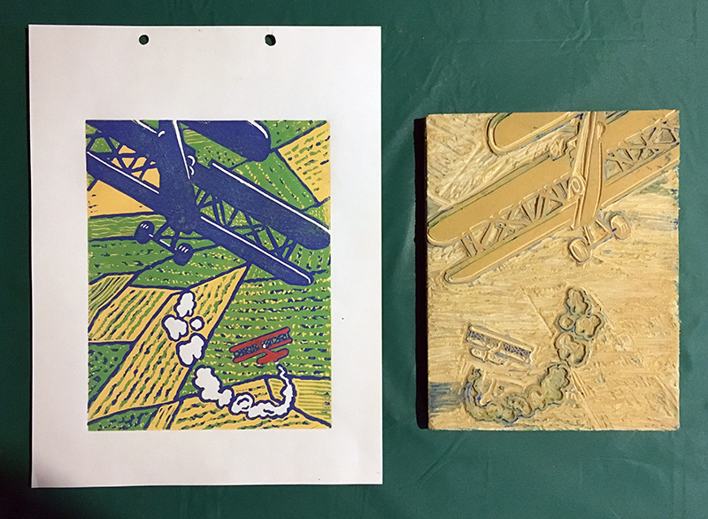 Reduction printmaking - adding darker colors