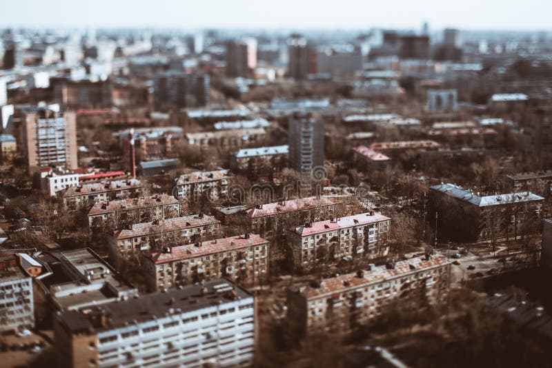 True tilt-shift shooting of residential district royalty free stock image