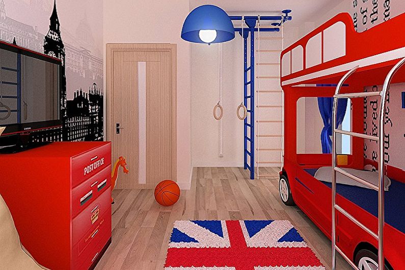 Детская комната для двух мальчиков в английском стиле - Дизайн интерьера
