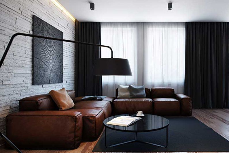 Дизайн гостиной в доме в современном стиле 20 кв м