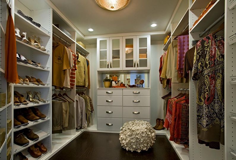 Дизайн гардеробной комнаты - П-образная планировка