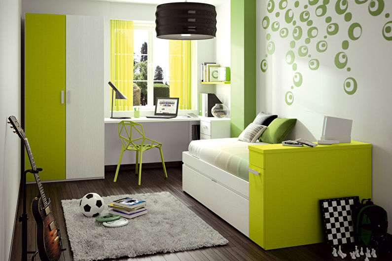 Зеленый цвет в интерьере детской комнаты - фото