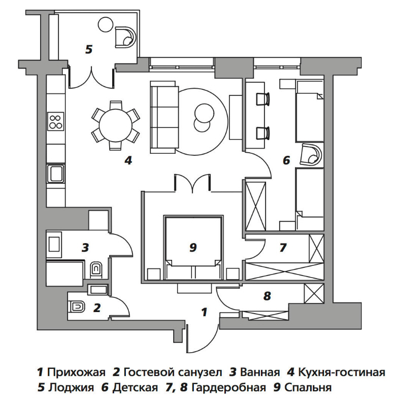 Планировка три спальни и зал