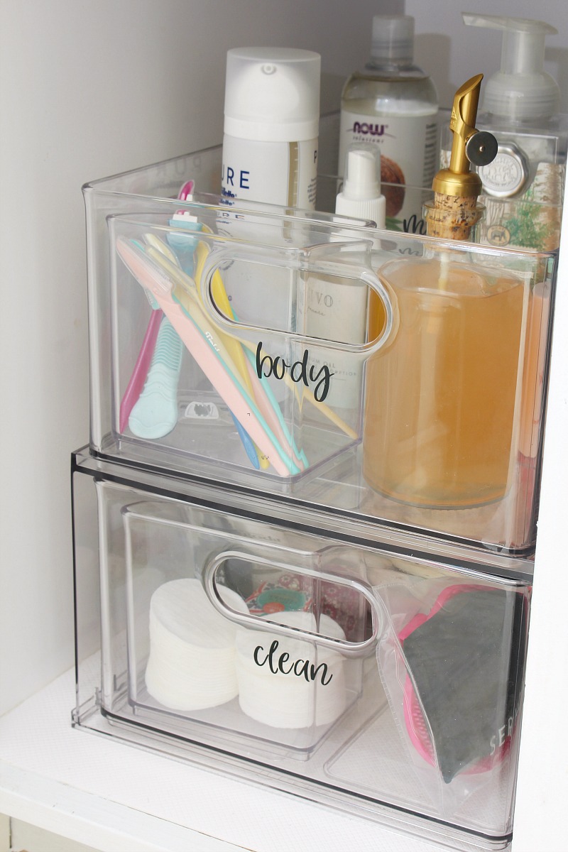 Acrylic bathroom cabinet organizer.