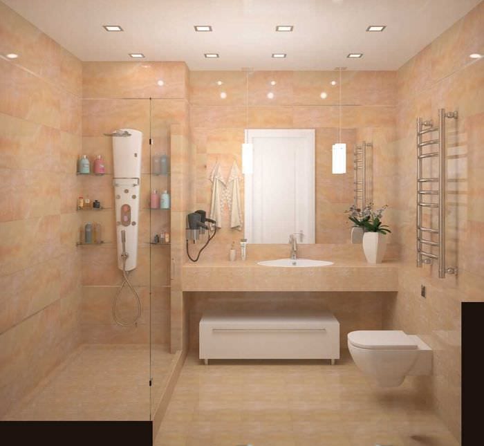 идея яркого стиля ванной комнаты 4 кв.м