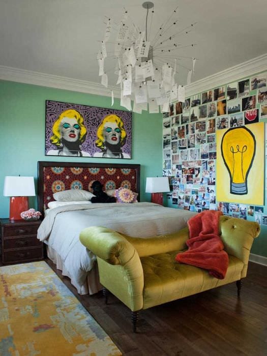 пример использования светлого декора комнаты в стиле ретро