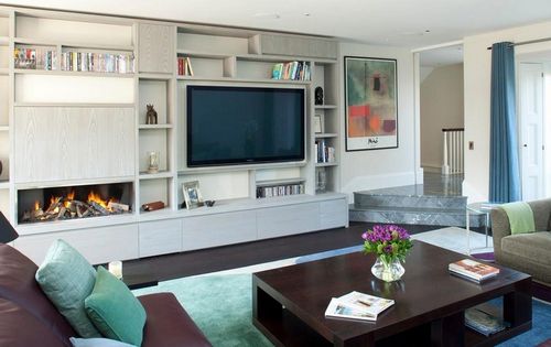 Оформление стены под телевизор в гостиной фото: дизайн зала и высота, как оформить интерьер и правильно повесить ТВ