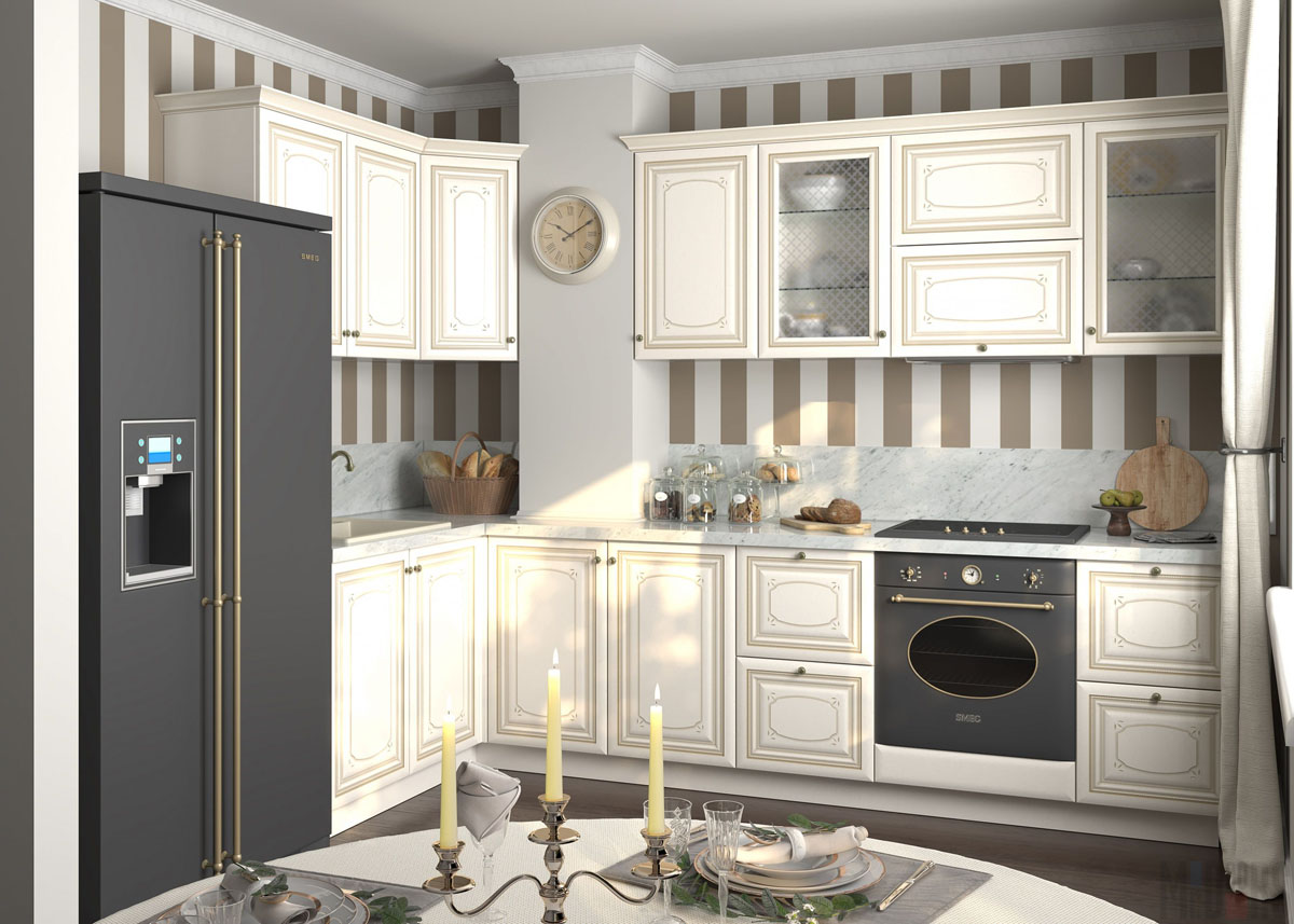 Светлый кухонный гарнитур от дизайнеров Mr.Doors