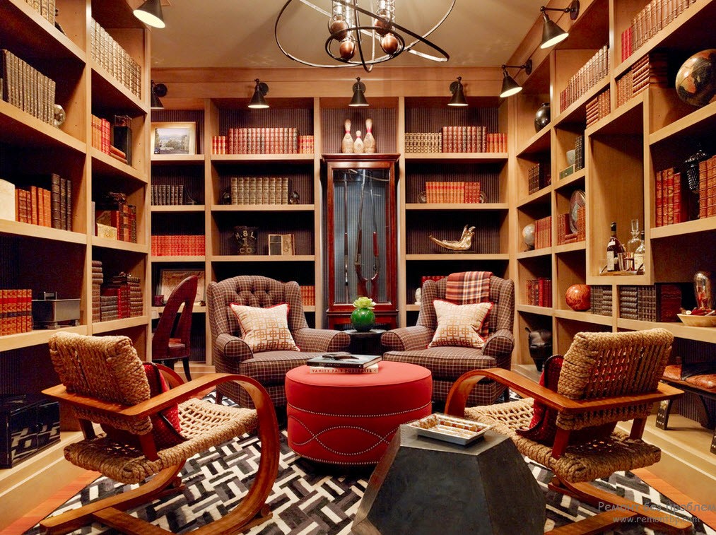 Удобная библиотека с множеством мягких кресел и уютным ковром