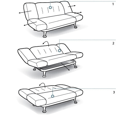 Трансформация подлокотников дивана клик-кляк